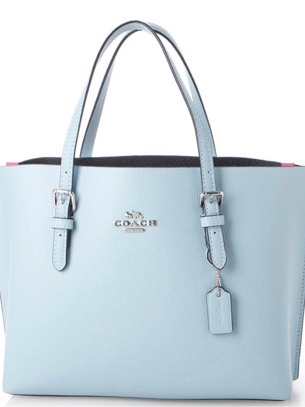 COACH Pale Blue Pebbled Leather Tote